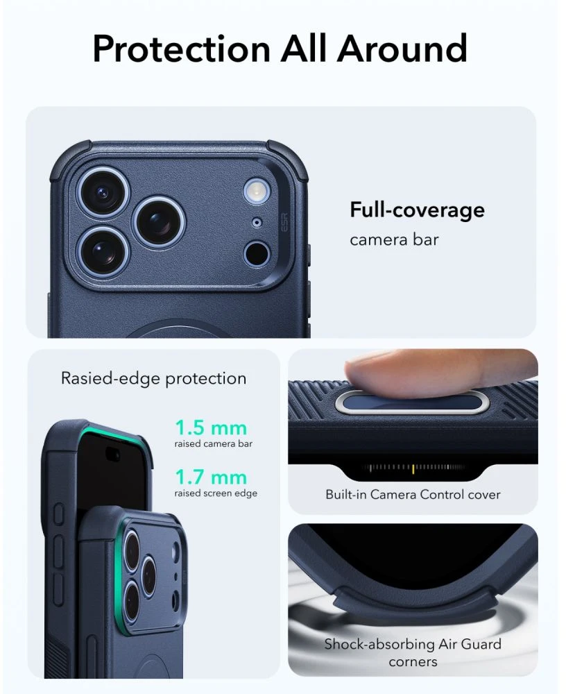 Dėklas ESR Cyber ​​Tough MagSafe Case for iPhone 18 Pro Max / 17 Pro Max - Navy Mėlyna