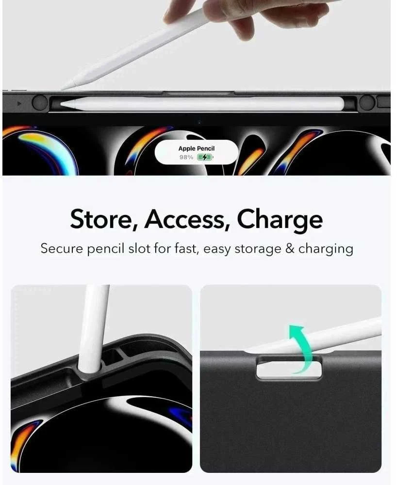 ESR atverčiamas hibridinis dėklas, skirtas iPad Pro 11” 5 / 6 / 2024-2025 - Juodas
