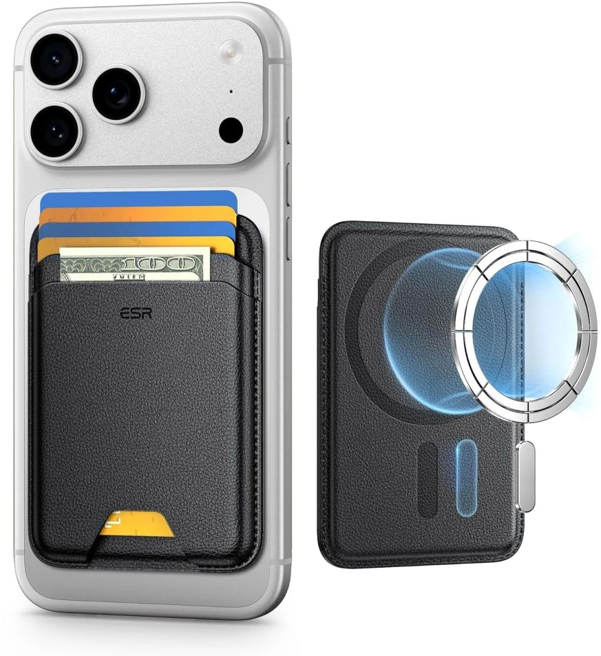 Dėklas ESR Classic RFID magnetinė piniginė MagSafe telefonui - Juodas