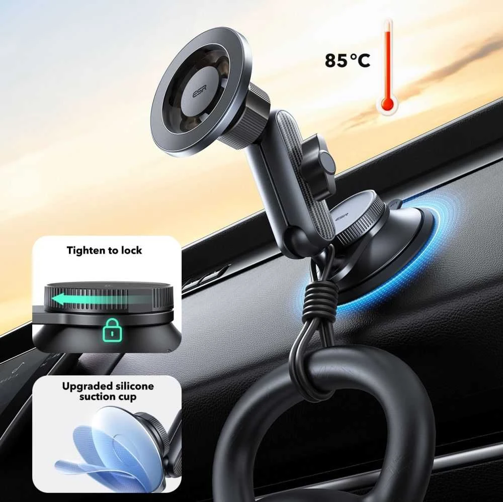ESR OmniLock Magnetic MagSafe Dashboard car mount juodos spalvos