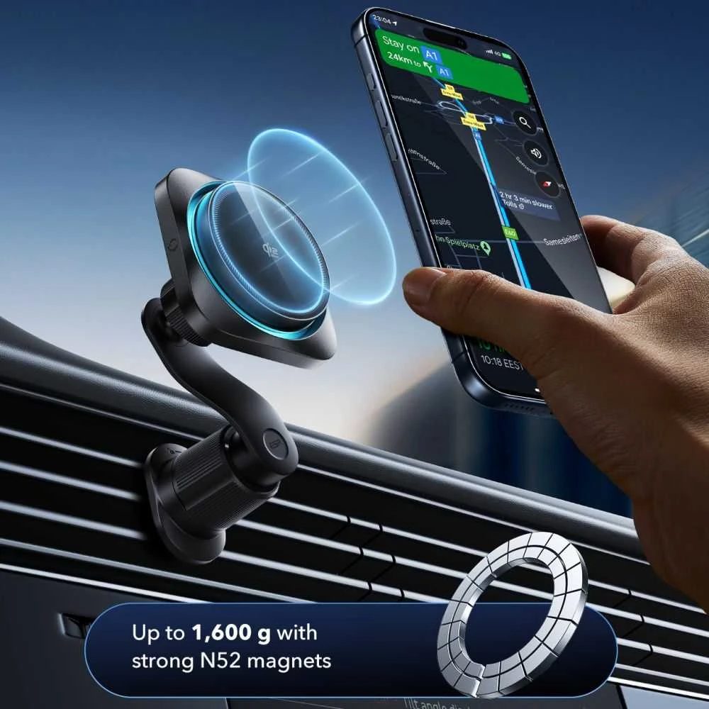 ESR OmniLock Qi2.2 magnetinis MagSafe automobilio laikiklis į oro išleidimo angą - Juodas
