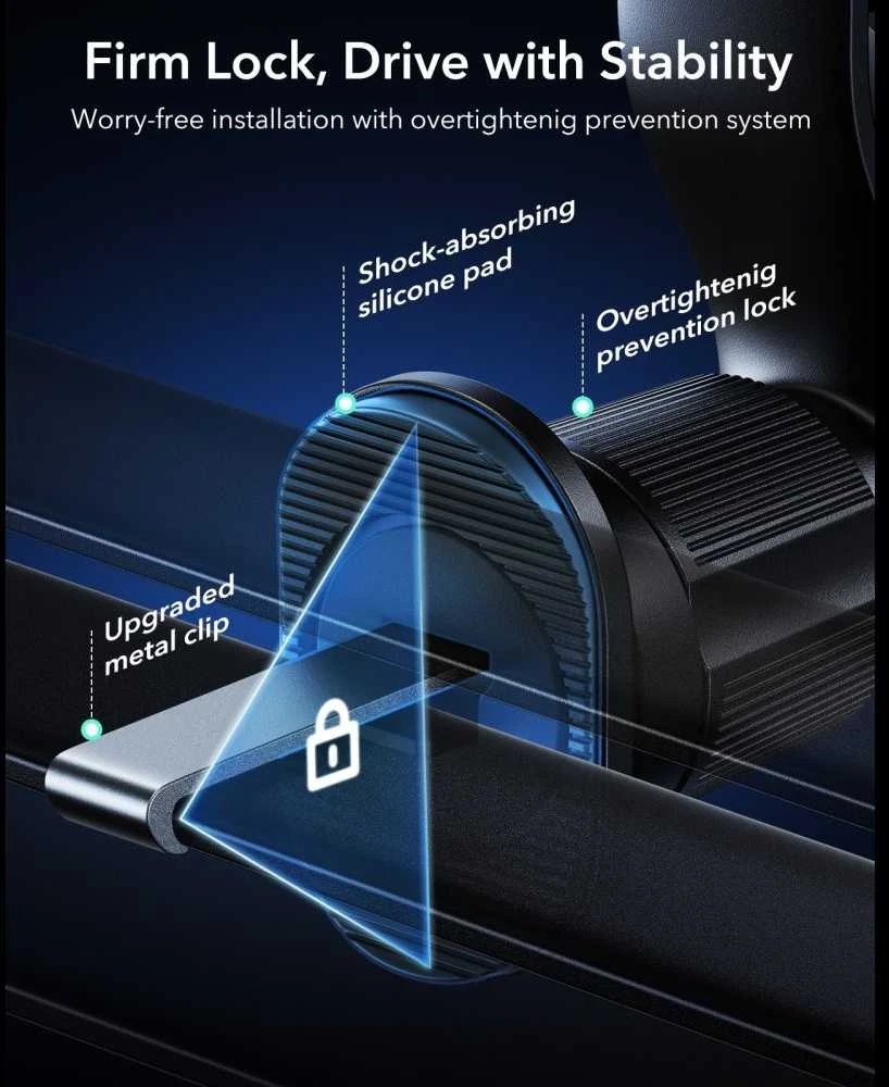 ESR OmniLock Qi2.2 magnetinis MagSafe automobilio laikiklis į oro išleidimo angą - Juodas