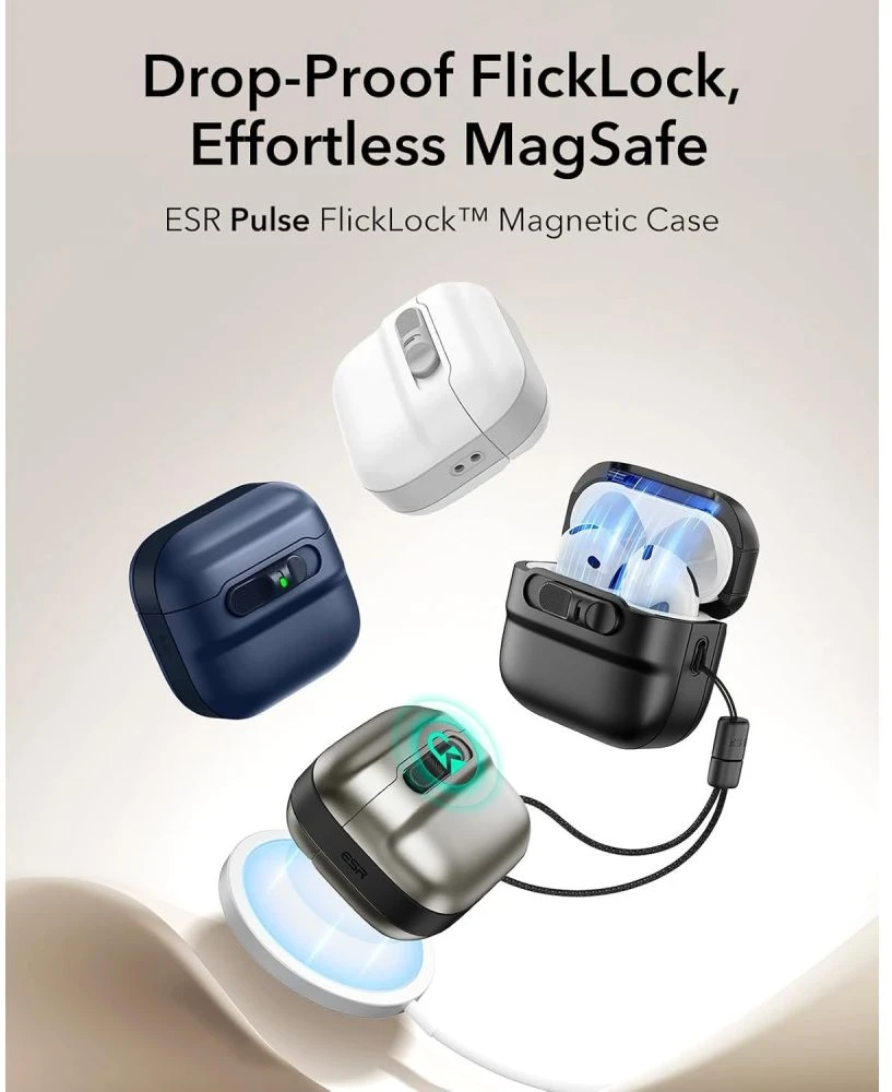 ESR PULSE HALOLOCK MAGSAFE DĖKLAS AIRPODS 4 / 5 Juodas