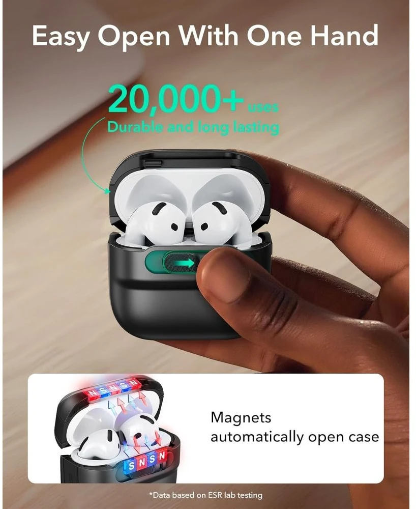 ESR PULSE HALOLOCK MAGSAFE DĖKLAS AIRPODS 4 / 5 Juodas