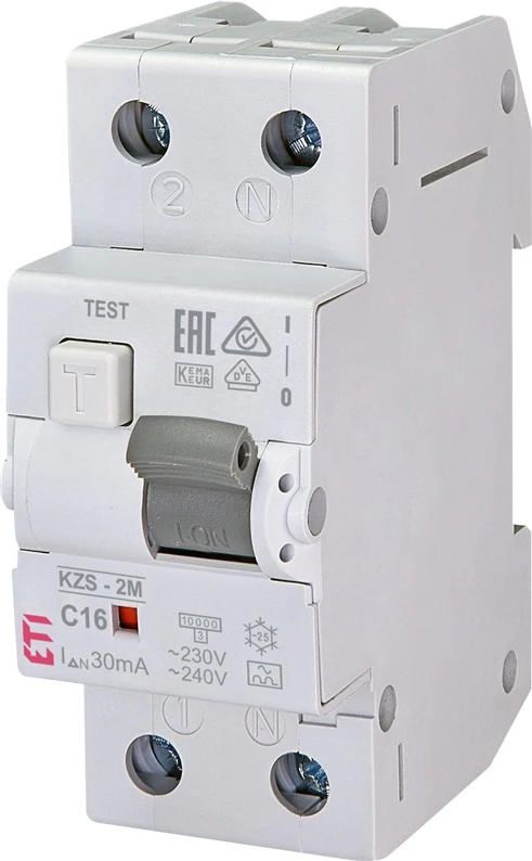 Srovės nuotėkio rėlė ETI KZS-2M, 2P, 16 A, 230 V, 30 mA