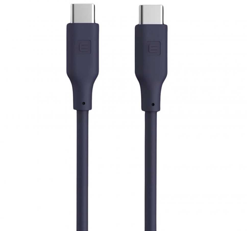 Evelatus FlexCharge III USB-C uz USB-C 60W ātrās uzlādes silikona kabelis 1.2M mėlynas
