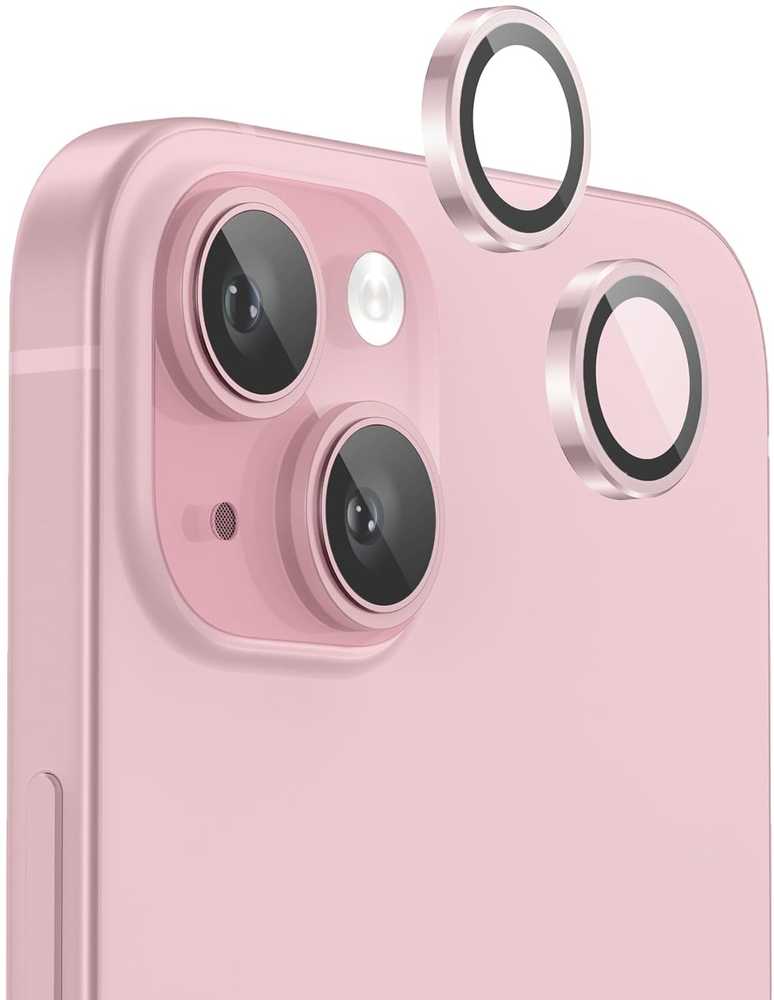Evelatus iPhone 15 / 15 Plus Kamera Objektīva Aizsargs Armor Rožinė Metāla Rāmis