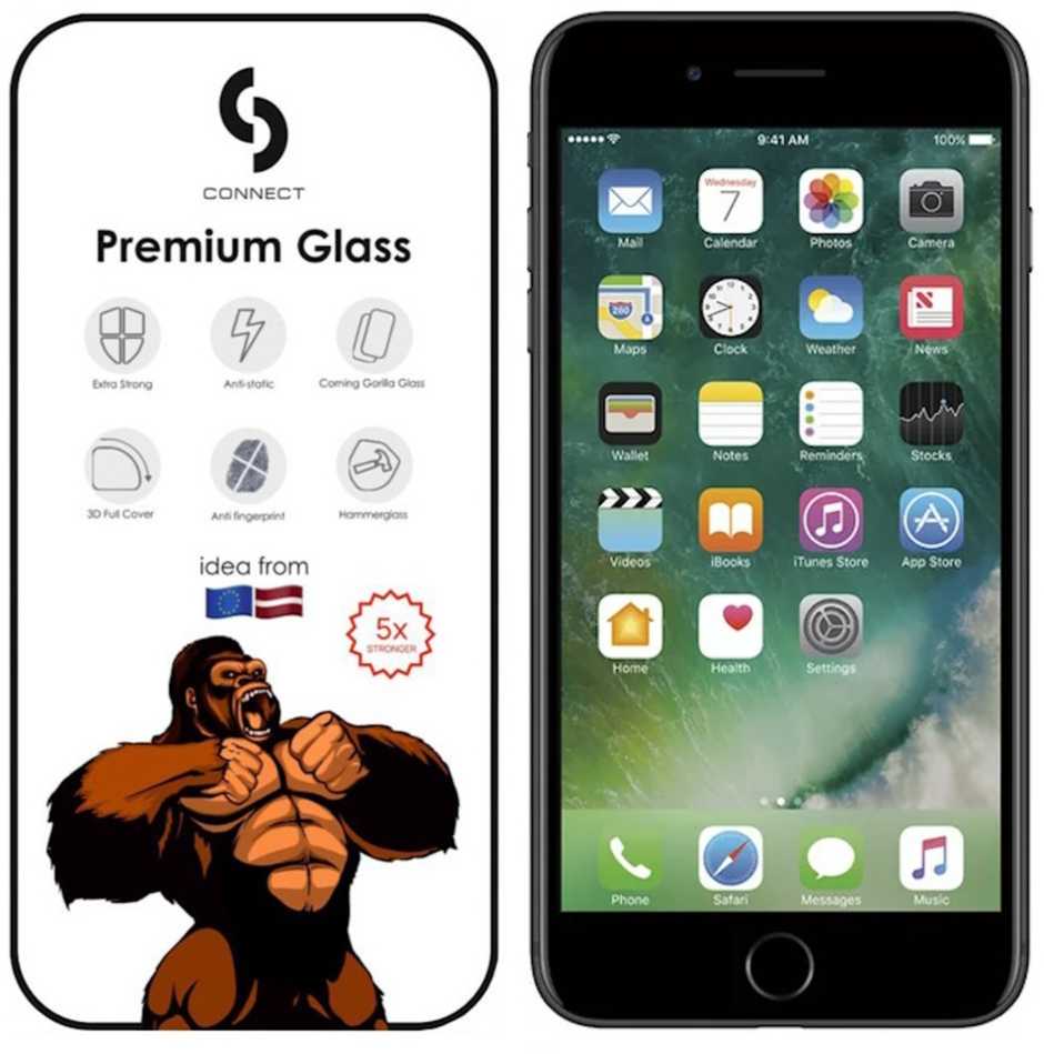 Evelatus iPhone 7/8/SE2020/SE2022 Gorilla Glass ekrāna aizsargs Pilna seguma pret statisko elektrību