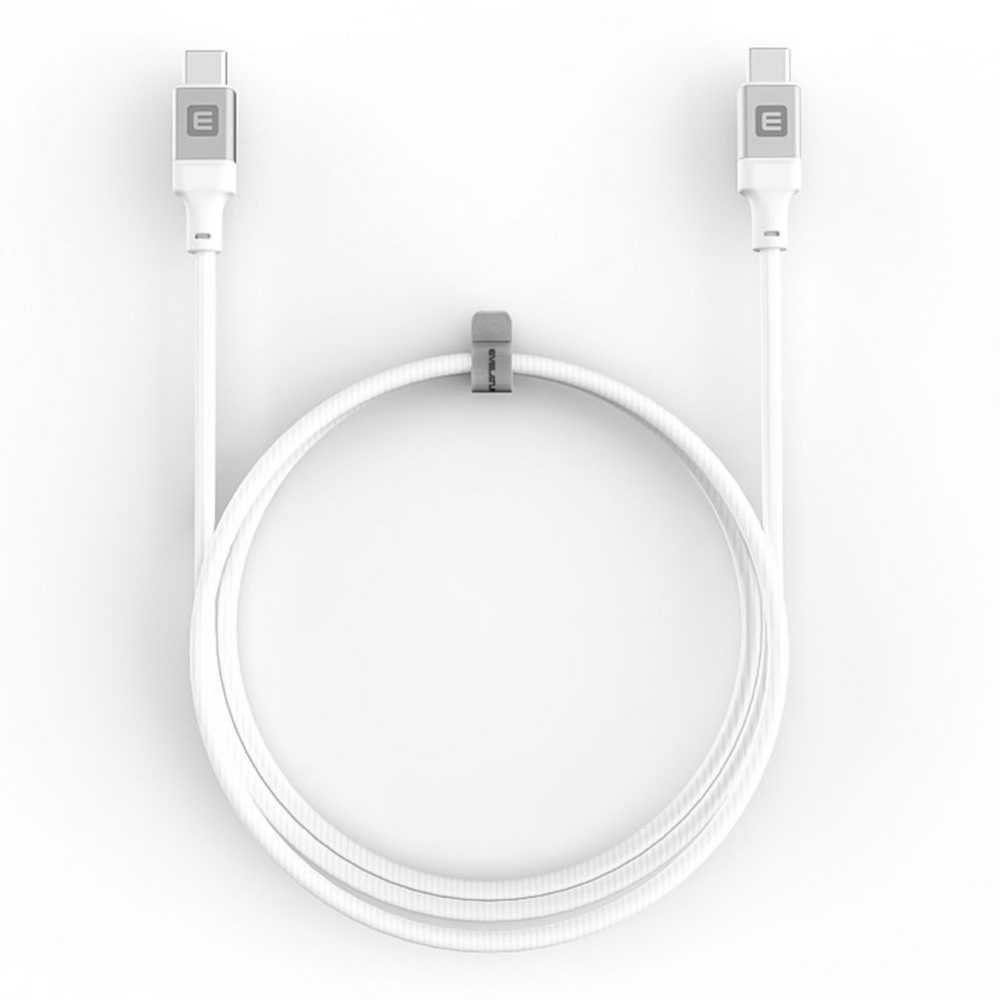 Evelatus Premium USB-C uz USB-C kabelis 2M 60W 3.2A Alumīnija pītais balts
