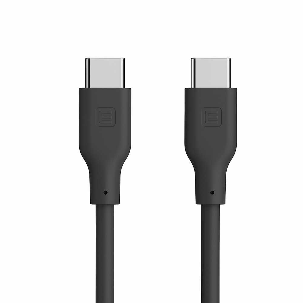 Evelatus Ultra-Mīksts Silikona USB-C uz USB-C Kabelis 1.2M 60W Ātrā Uzlāde Melns