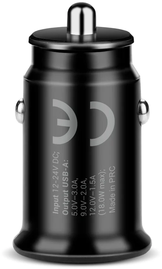 Automobilinis Įkroviklis - everActive CC-15QC 18W su USB-C Kabeliu LED, Juoda