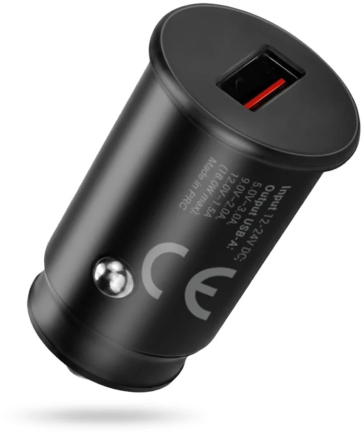 Automobilinis Įkroviklis - everActive CC-15QC 18W su USB-C Kabeliu LED, Juoda