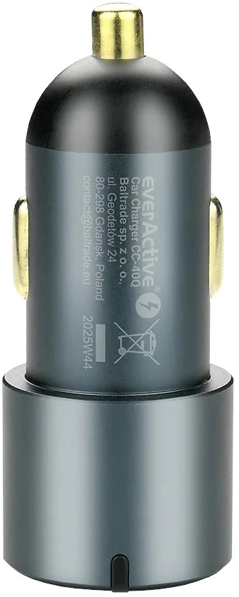 Automobilinis įkroviklis everActive CC-40Q USB QC3.0 + 2x USB-C PD 60W