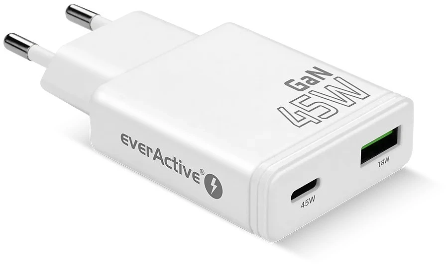 Įkroviklis - everActive SC-460Q 45W USB & USB-C Greitas Įkroviklis, Balta