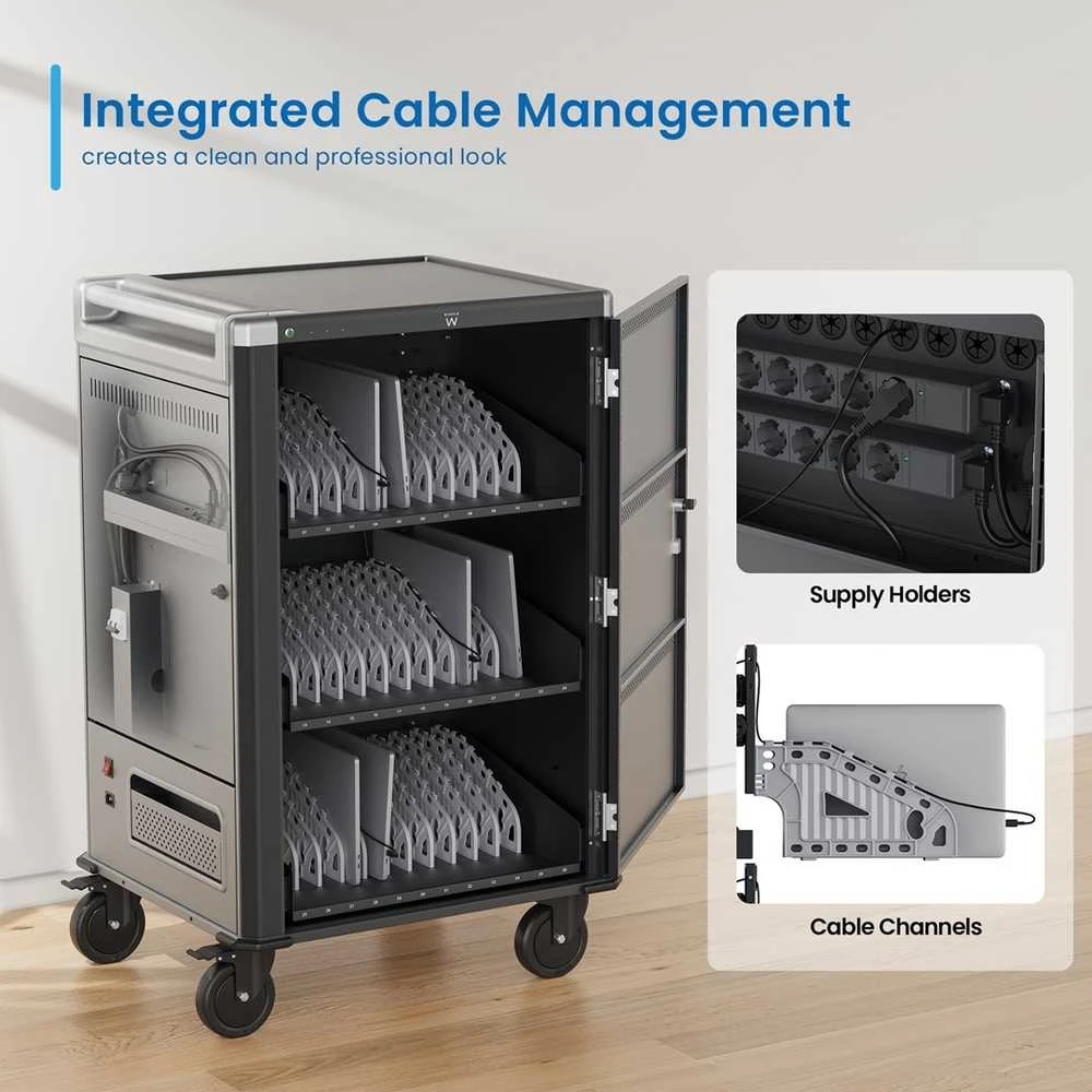 Ewent EW1701 portable device management cart/cabinet Portable device management cabinet Juodas, Pilkas