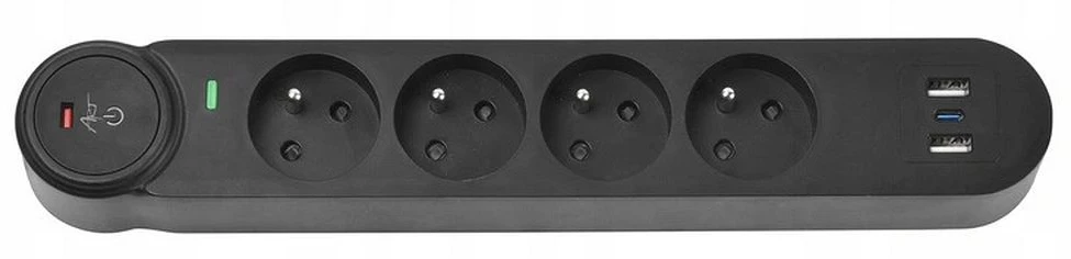 Extension cord 4 sockets + 2 x USB A + USB C Art FU810 1,5 m juodas