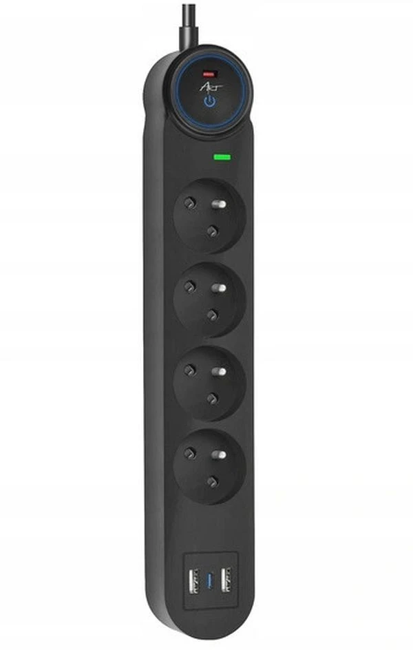 Extension cord 4 sockets + 2 x USB A + USB C Art FU810 1,5 m juodas