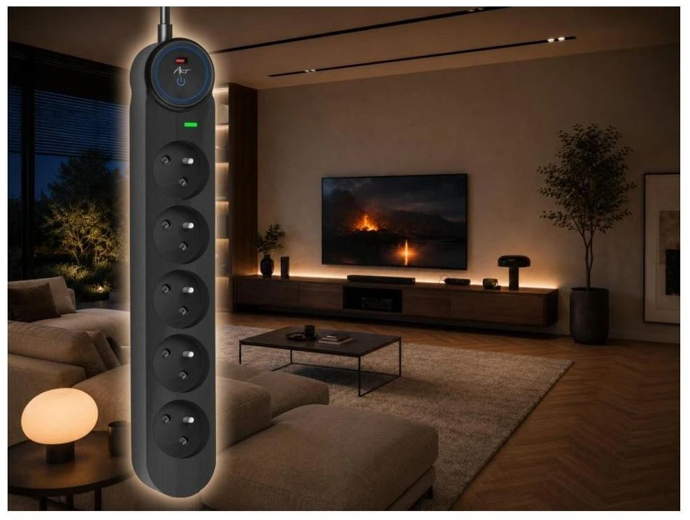 Extension cord 5 sockets Art F2115 5 m juodas