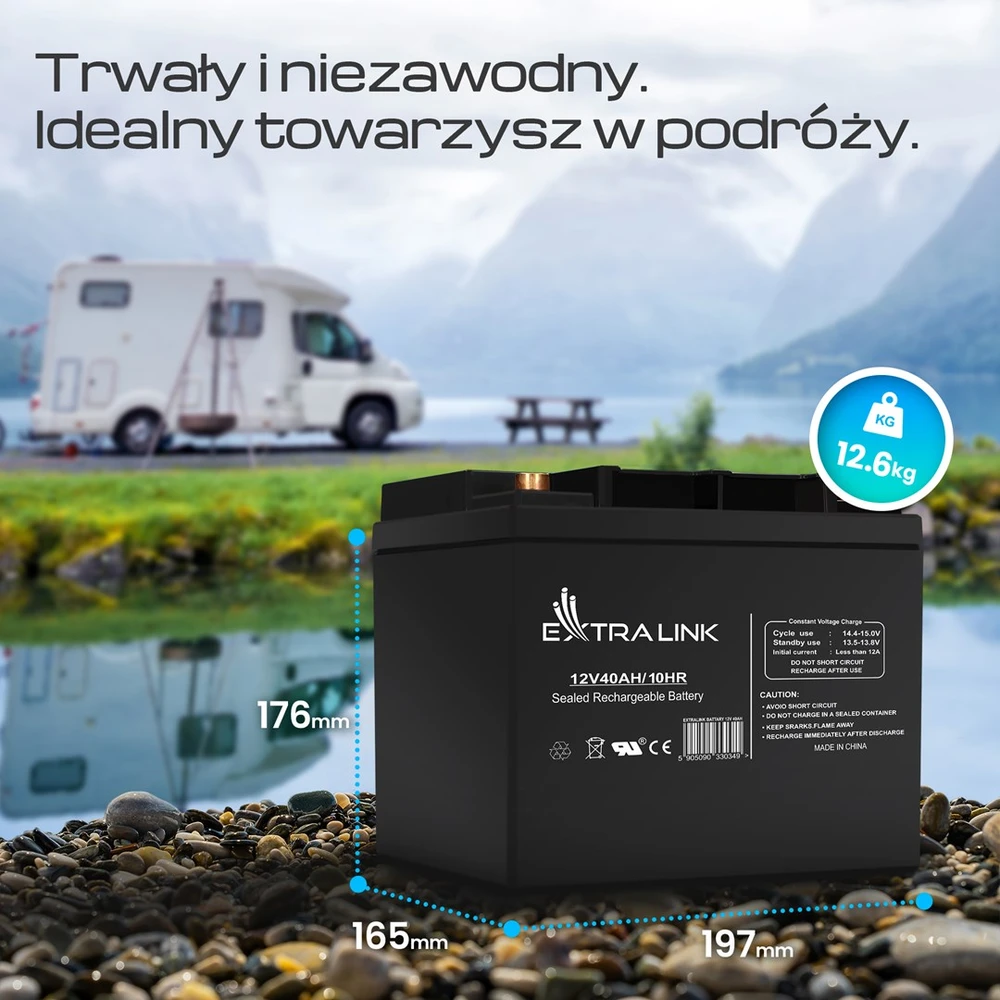 Extralink akumuliatorius Baterija ACCUMULATOR 12V 40AH – Batterie – 40.000 mAh Rūgštinis akumuliatorius (VRLA) 13,5 V 12 Ah