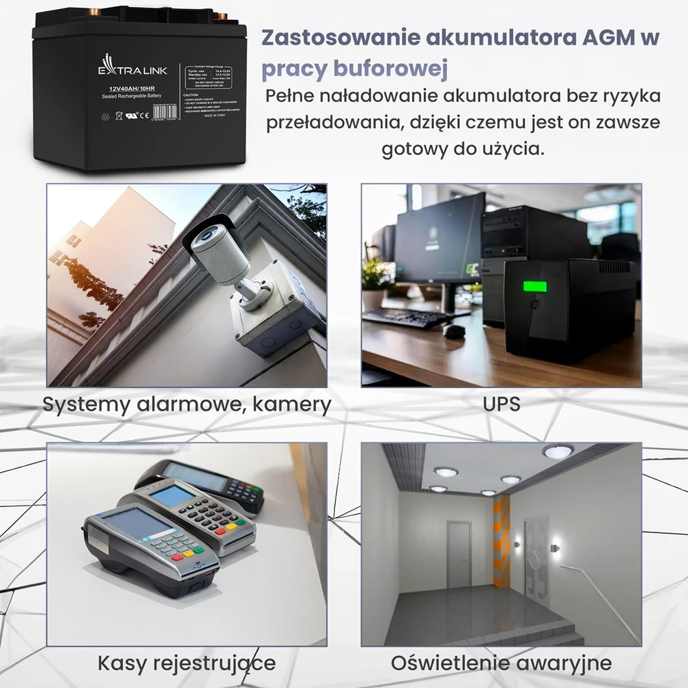 Extralink akumuliatorius Baterija ACCUMULATOR 12V 40AH – Batterie – 40.000 mAh Rūgštinis akumuliatorius (VRLA) 13,5 V 12 Ah