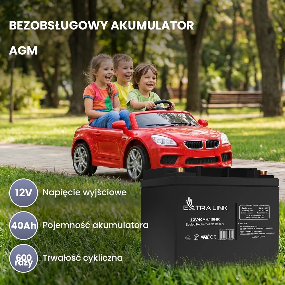 Extralink akumuliatorius Baterija ACCUMULATOR 12V 40AH – Batterie – 40.000 mAh Rūgštinis akumuliatorius (VRLA) 13,5 V 12 Ah