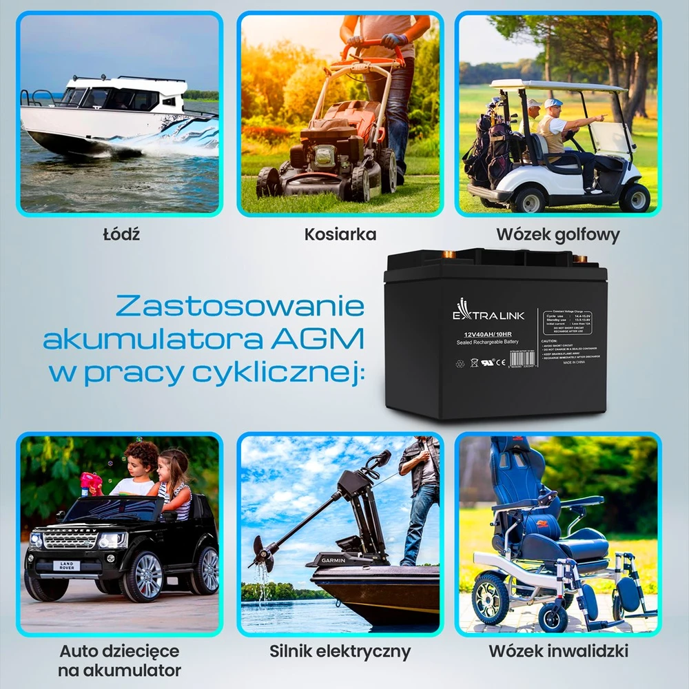 Extralink akumuliatorius Baterija ACCUMULATOR 12V 40AH – Batterie – 40.000 mAh Rūgštinis akumuliatorius (VRLA) 13,5 V 12 Ah