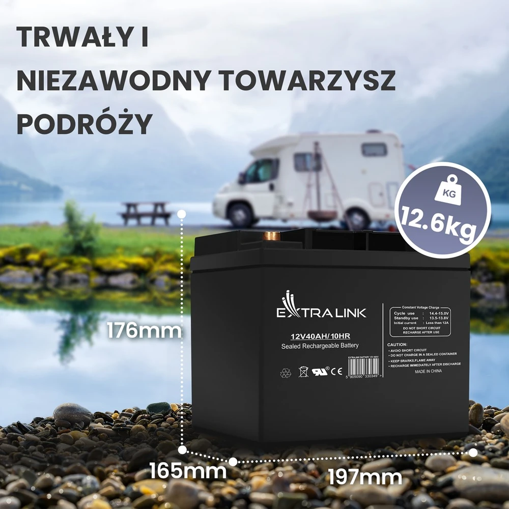 Extralink akumuliatorius Baterija ACCUMULATOR 12V 40AH – Batterie – 40.000 mAh Rūgštinis akumuliatorius (VRLA) 13,5 V 12 Ah