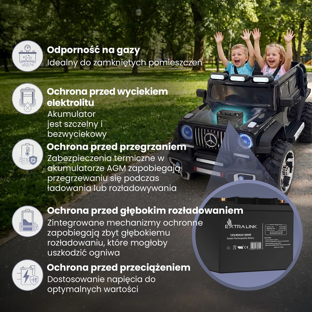 Extralink akumuliatorius Baterija ACCUMULATOR 12V 40AH – Batterie – 40.000 mAh Rūgštinis akumuliatorius (VRLA) 13,5 V 12 Ah
