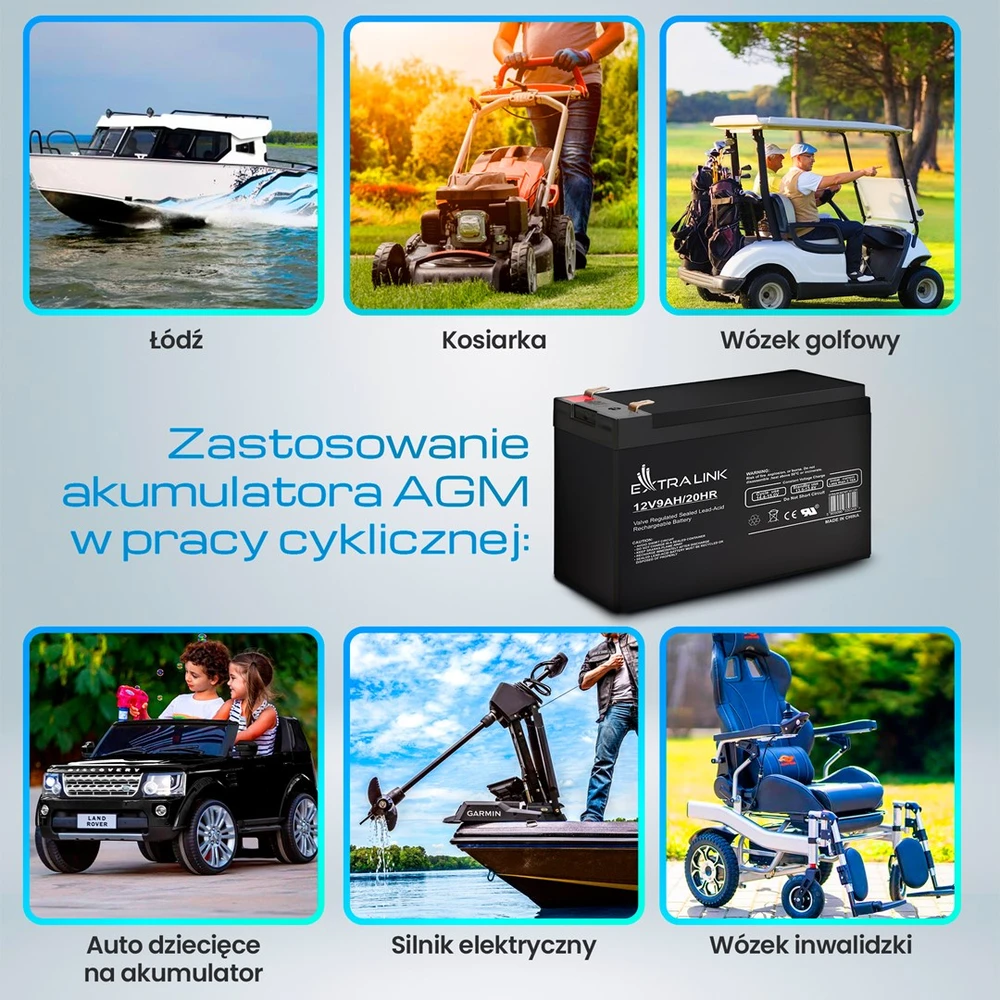 EXTRALINK akumuliatoriaus akumuliatorius AGM 12V 9AH