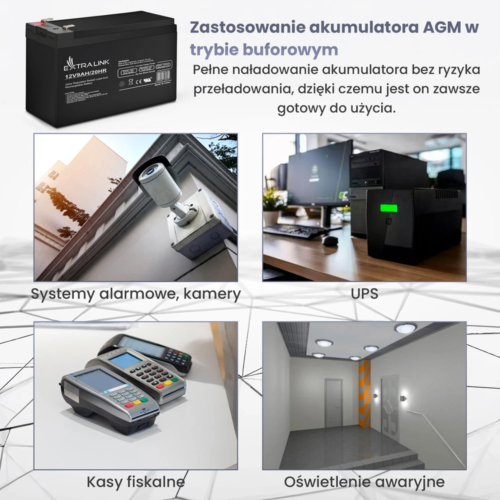 EXTRALINK akumuliatoriaus akumuliatorius AGM 12V 9AH