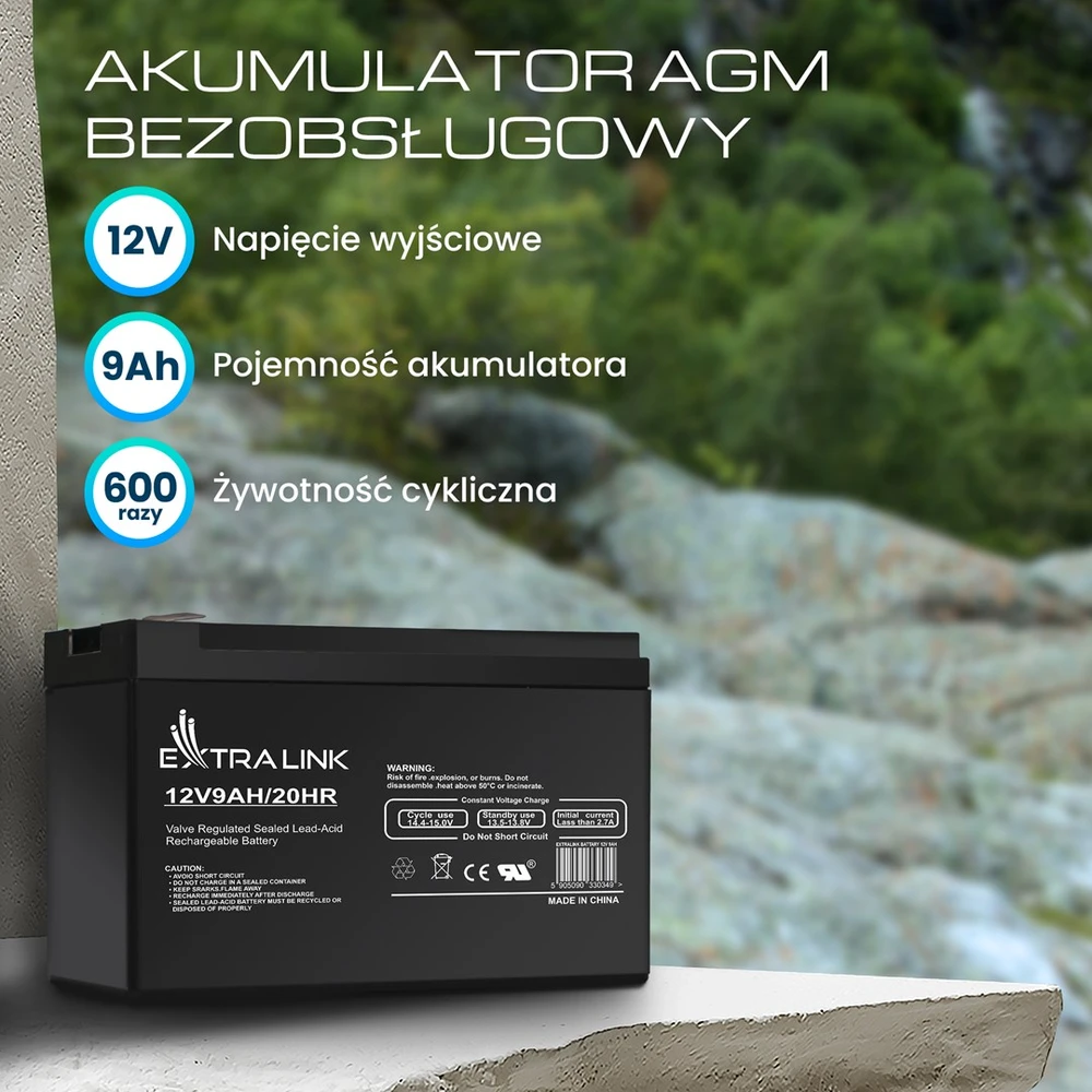 EXTRALINK akumuliatoriaus akumuliatorius AGM 12V 9AH