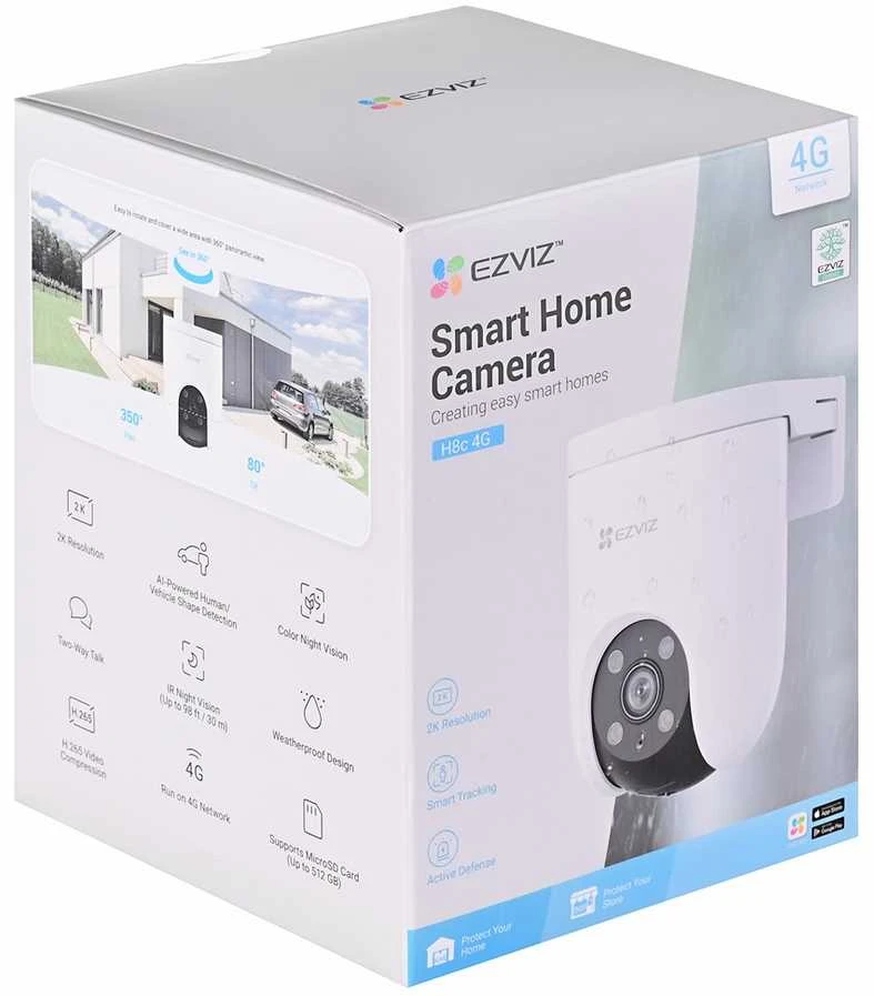 Valdoma 4G IP kamera su SIM jungtimi EZVIZ CS-H8C 4G LTE, 3Mpix, PIR, MicroSD jungtis, Ezviz app