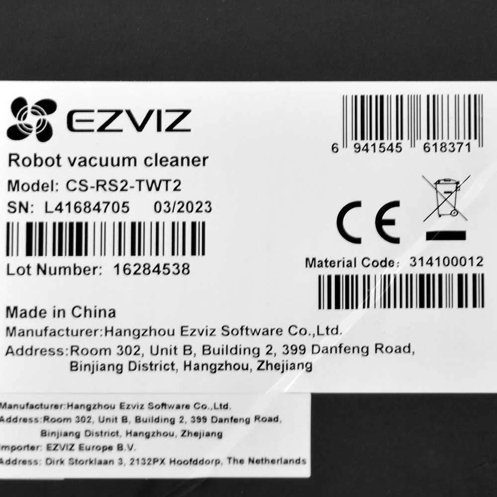 Dulkių siurblys - robotas EZVIZ CS-RS2-TWT2, Baltas
