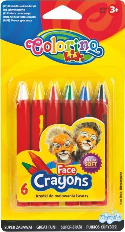 COLORINO KIDS veido puošybos kreidelės, 6 spalvos, 32629PTR