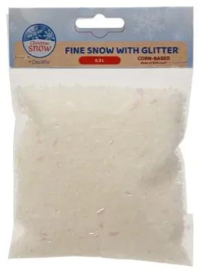 Fake snow Decoris Glitter. 18 cm. 0.3 l. baltas col.