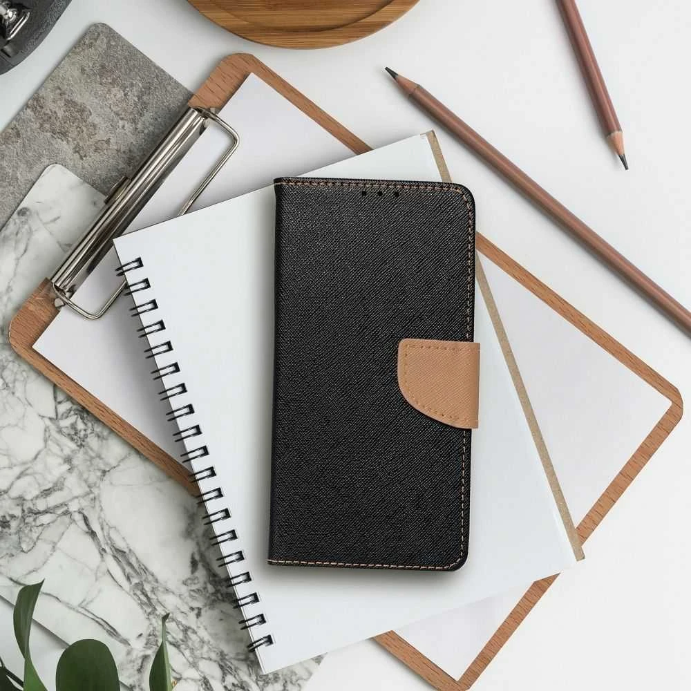 Dėklas Oem Flip case for iPhone 16 PLUS Fancy Book juodas / auksinis