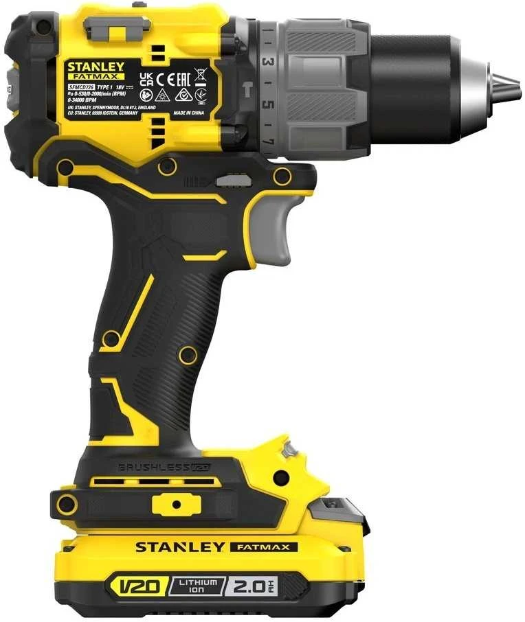 Smūginis suktuvas-gręžtuvas Stanley Fatmax SFMCD726D2K-QW; 18 V; 2x2,0 Ah akum.