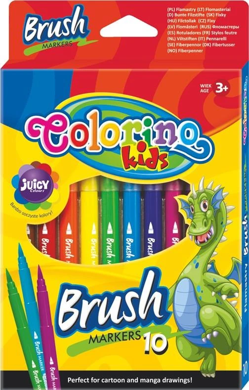 Flomasteriai teptukiniai Colorino Kids , 10 spalvų