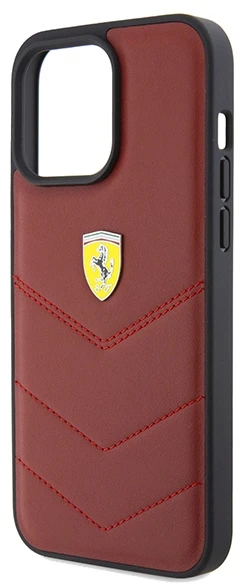 Ferrari Leather Stitched Lines dėklas, skirtas iPhone 15 Pro Max - raudonas