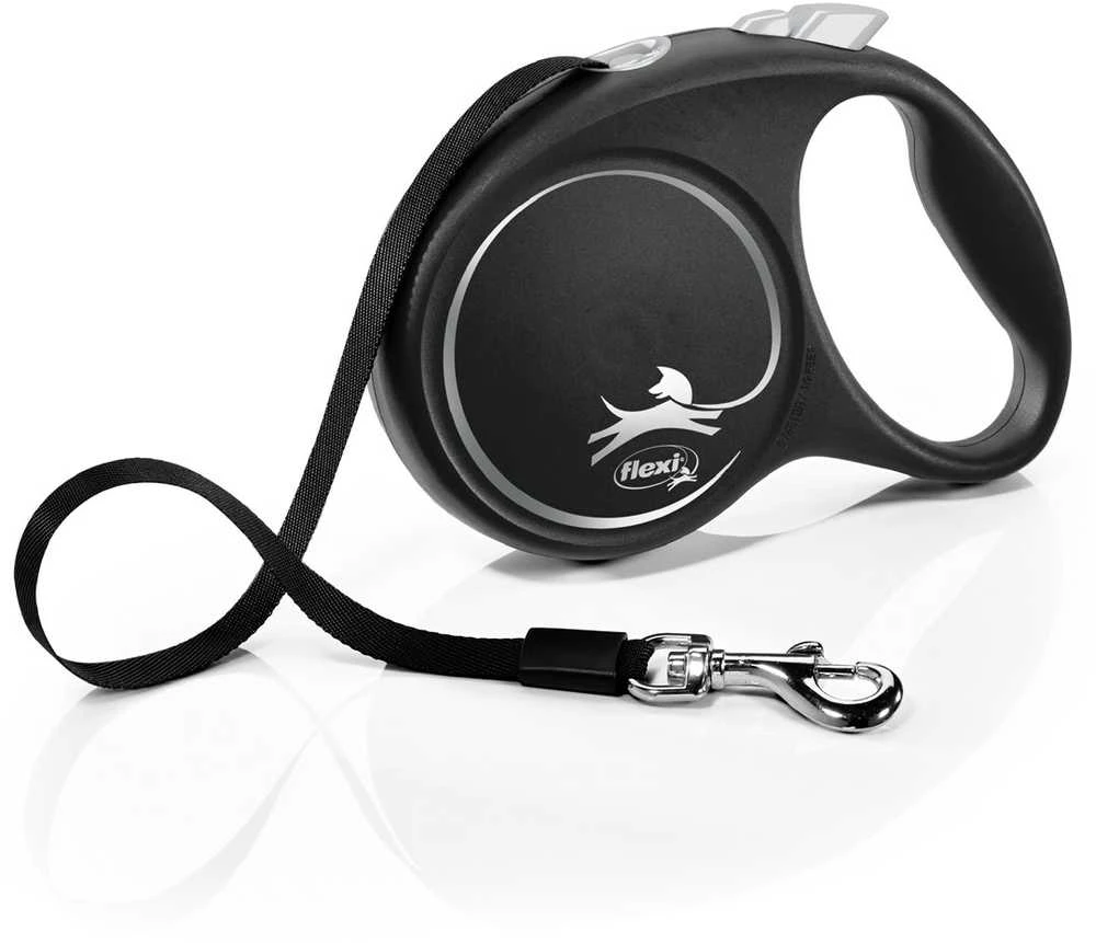 Flexi Black Design L pavadėlis šunims iki 50kg juostinis 5m juodos spalvos