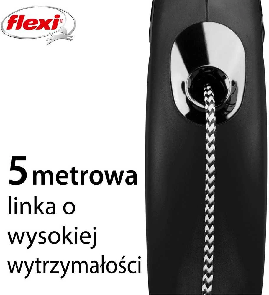 Flexi New Classic M pavadėlis šunims iki 20kg virvinis 5m juodos spalvos