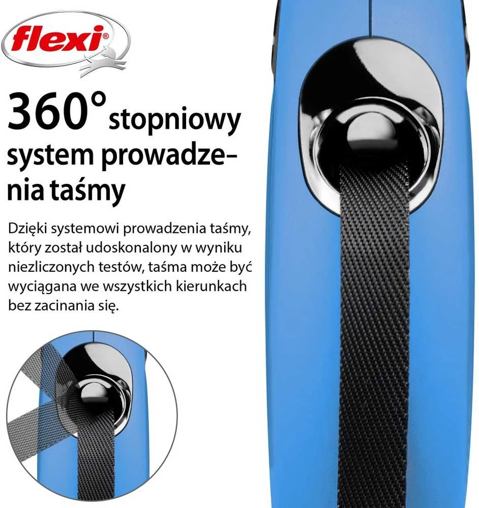 Flexi New Classic S pavadėlis šunims iki 15kg juostinis 5m mėlynos spalvos