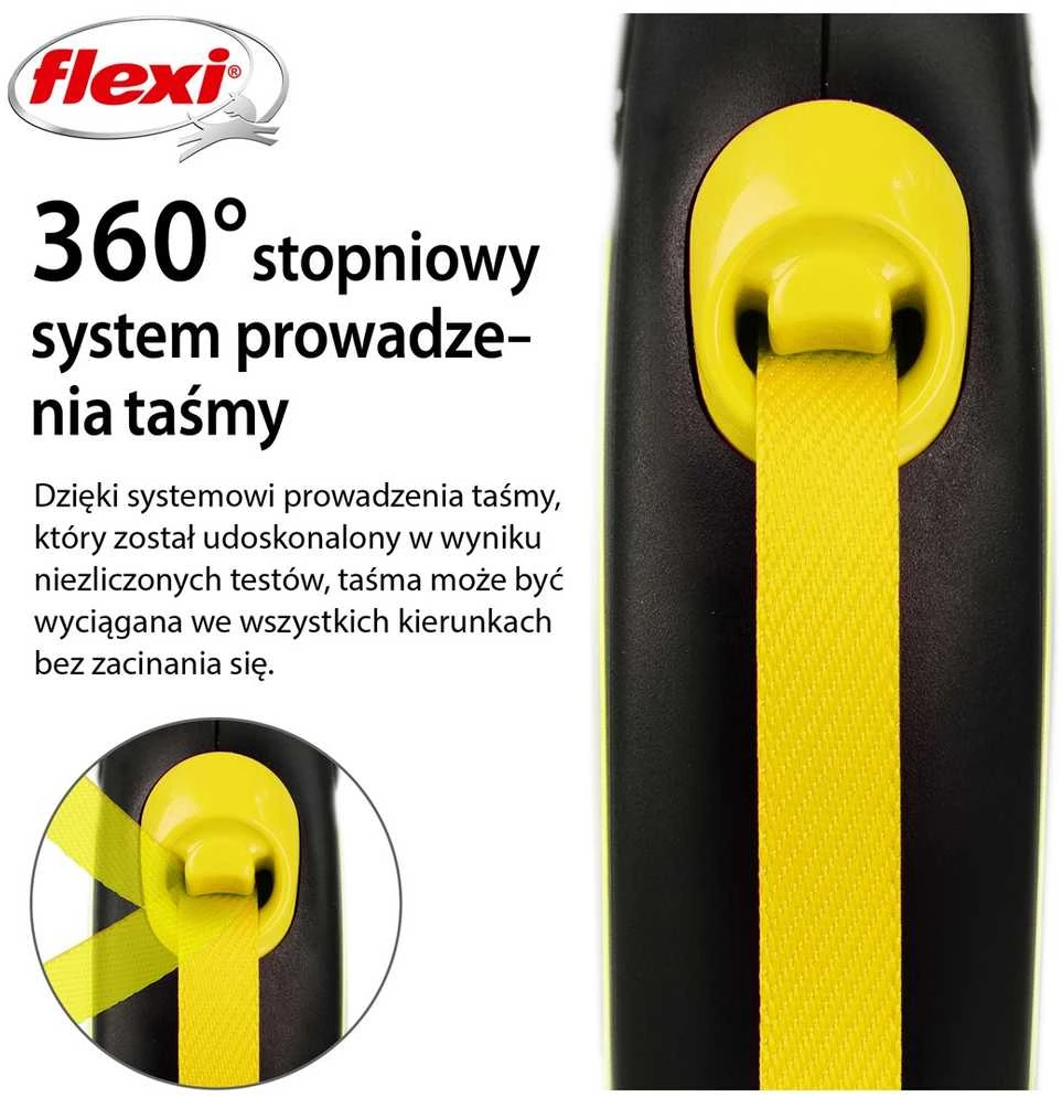 Flexi New Neon S pavadėlis šunims iki 15kg juostinis 5m geltonos spalvos