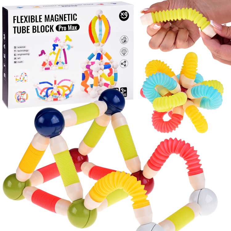 Jokomisiada Flexible Magnetic Tube Blocks for Building 36-piece Tube Block ZA5813
