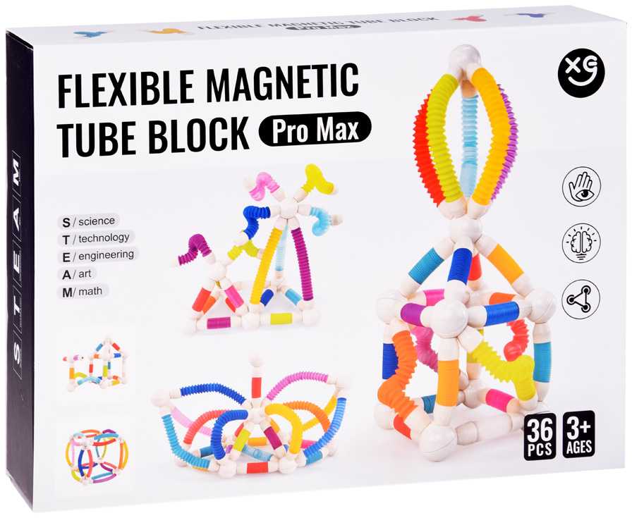 Jokomisiada Flexible Magnetic Tube Blocks for Building 36-piece Tube Block ZA5813