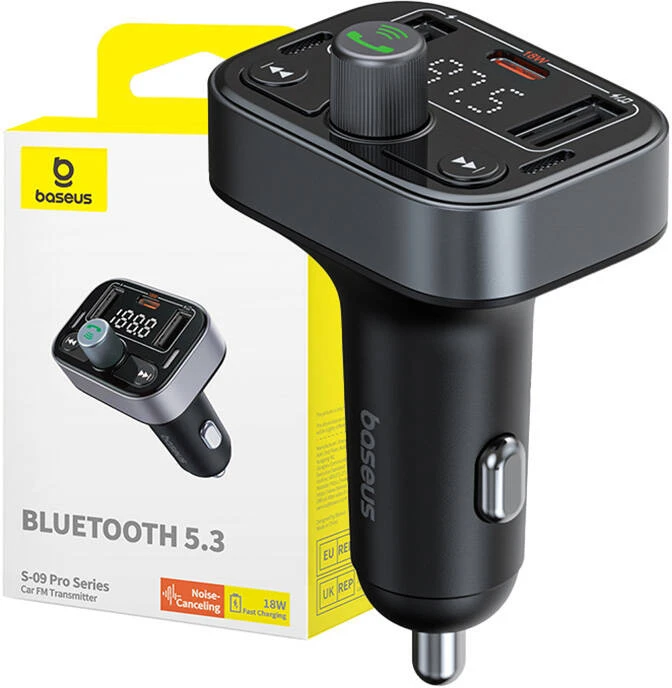 FM siųstuvas Baseus S-09 Pro, Bluetooth (juodas)