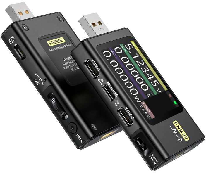 FNIRSI FNB58 USB prievado testeris, juodos spalvos