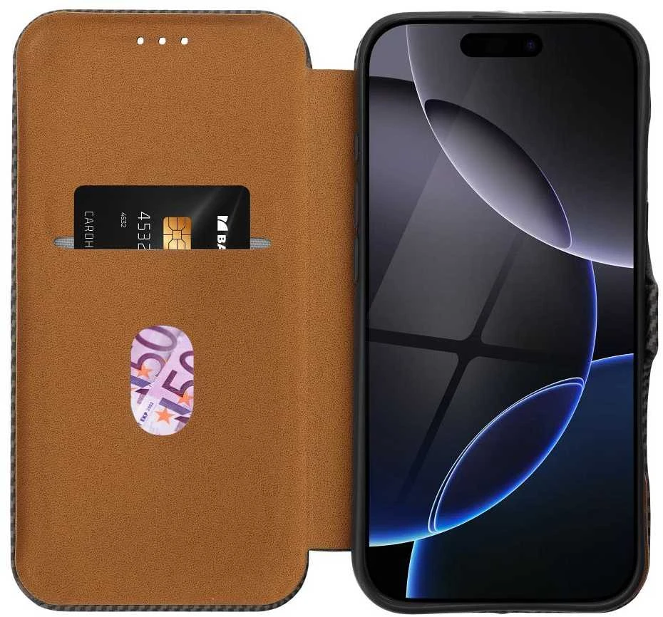 OEM atverčiamas dėklas, skirtas iPhone 16 PLUS, Folio Side Magnet, rudas
