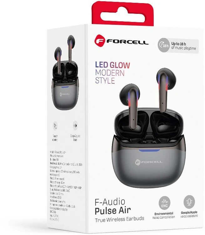 Ausinės Forcell F-Audio Pulse Air ENC Belaidės In-Ear TWS Earbuds juodas