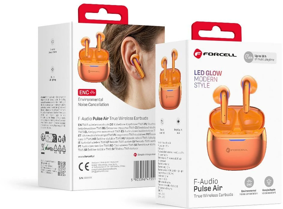 „Forcell F-Audio Pulse Air ENC“ belaidės į ausis įdedamos TWS ausinės, auksinės